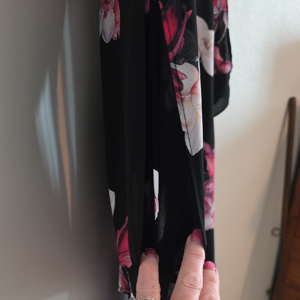 VENUS Black and Pink Floral High Low Dress - Picture 7 of 7